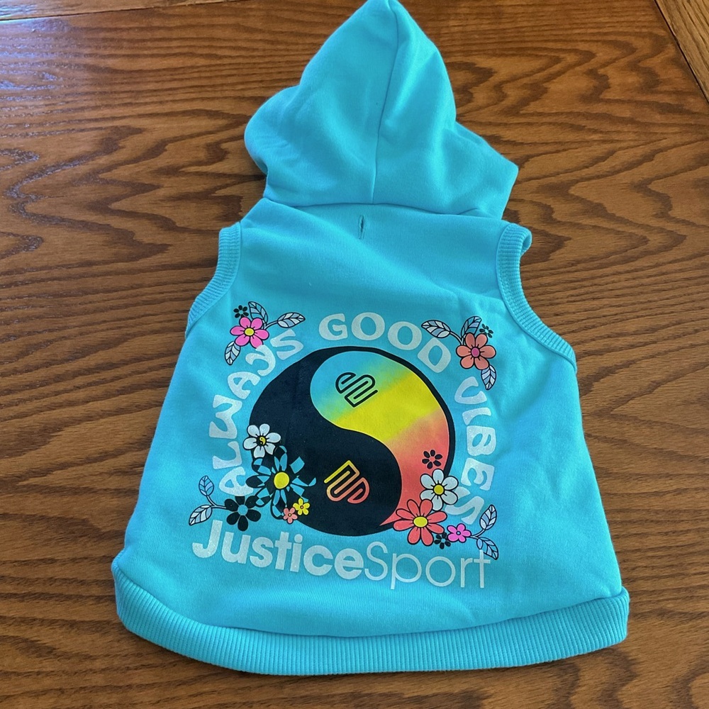 NWT Justice “Always Good Vibes” Pet Hoodie, Sz S